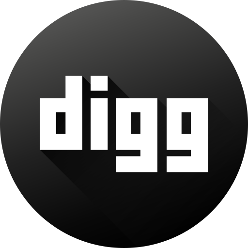 Black white, circle, digg, high quality, long shadow, social, social media icon
